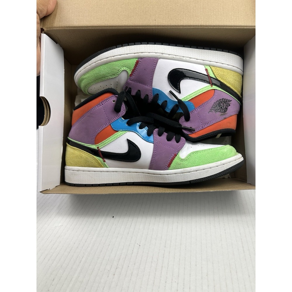 2020 Womens Nike Air Jordan Retro 1 "Lightbulb MID SE Shoes! Size 10 Extra Laces - Picture 6 of 16